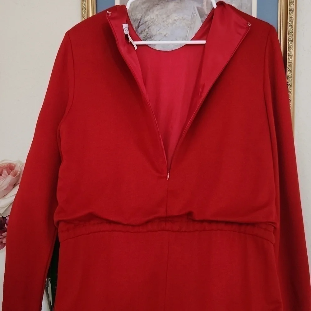 Elegant Red Vintage Dress Career Modest Romance Cottagecore Size 8 Whimsical - Picture 9 of 11